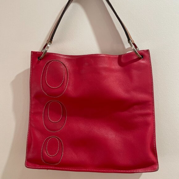 LUIS ESTEVE Red Leather Shoulder Bag Purse With Handle Made in Spain - Picture 4 of 4